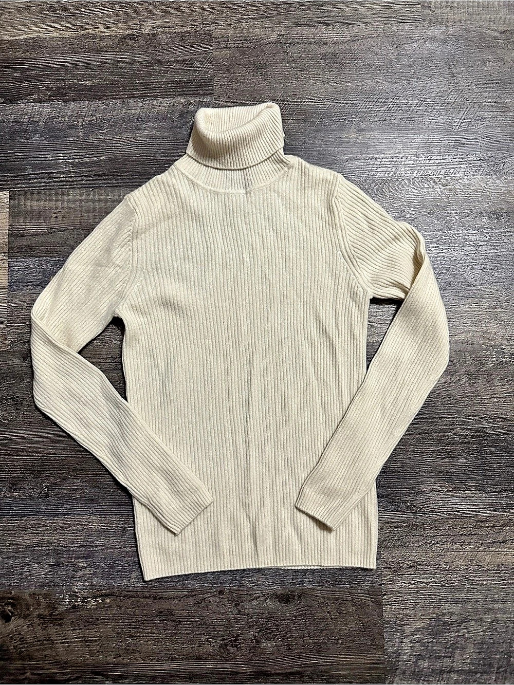 The Ribbed State Cashmere Turtleneck Ivory Sweater Cashmere Top Small